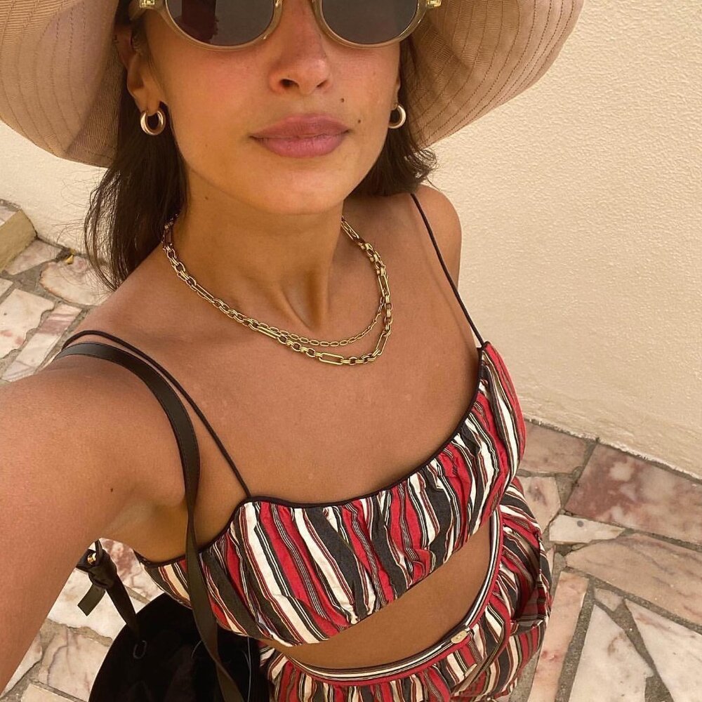 Doen Amora top in montecito stripe, Medium, New